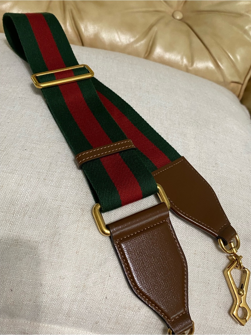 COA Gucci NWOT Wide Web Replacement Bag Strap Green/Red Wool Stripe Unisex - Picture 8 of 10